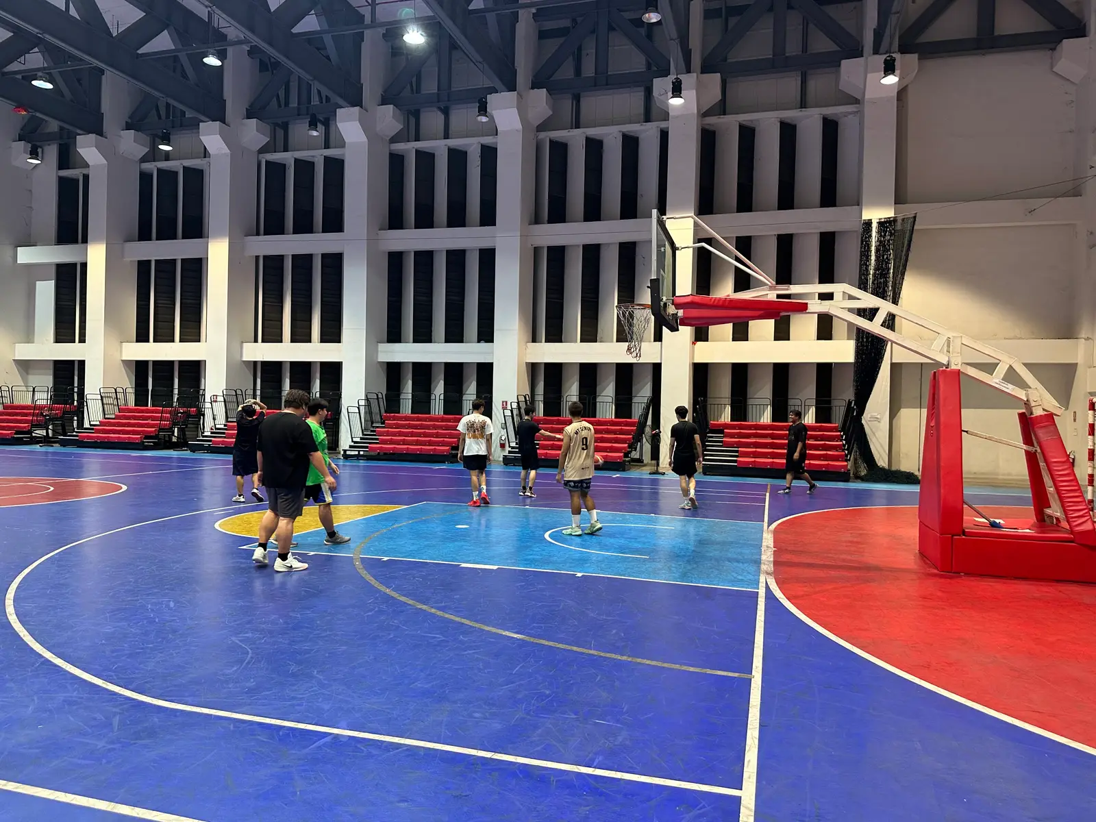 Players spread across the court