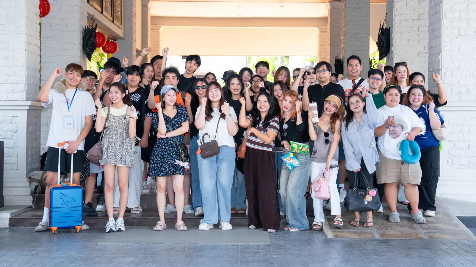 The whole company in front of the venue before the activities begin