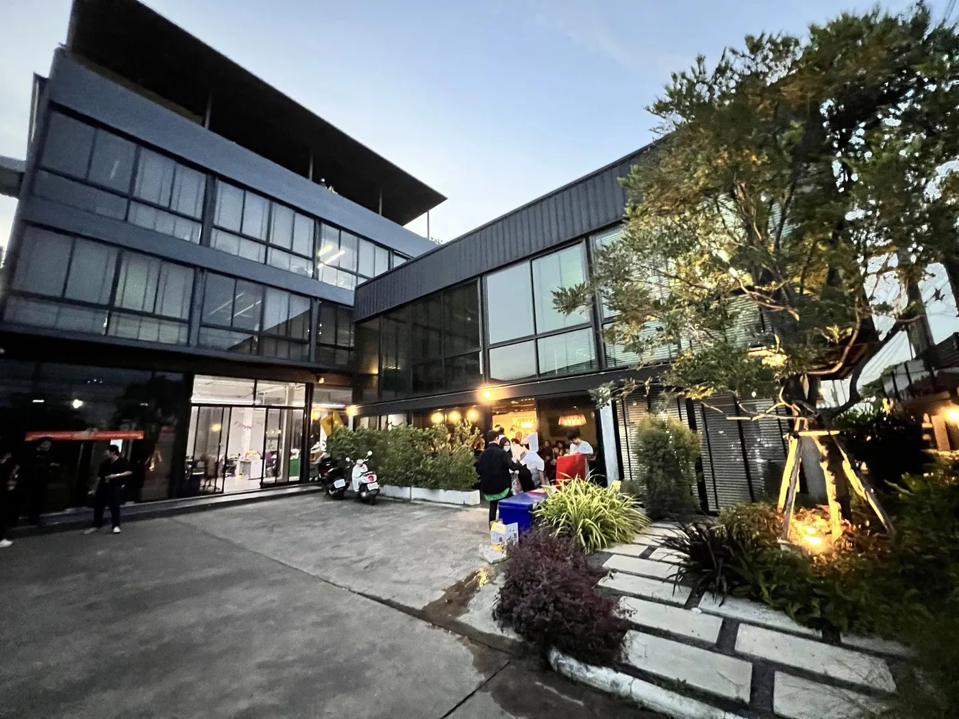 Head office courtyard in the evening